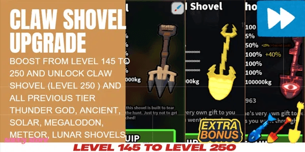 Boost From Level 145 - 250 and get Claw Shovel and Previous Tier Shovels | Dig It RBL