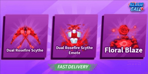 Gambar Product Dual Rosefire Scythe Set (Sword, Emote, Explosion) Blade Ball