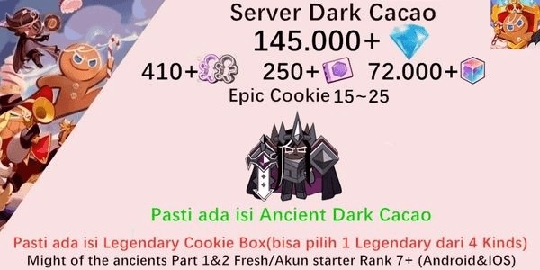 Gambar Product Akun starter Cookie Run Kingdom(Server Dack Cacao)DC8