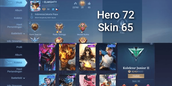 Gambar Product Cheap GG Account (Hero + Many Skins)