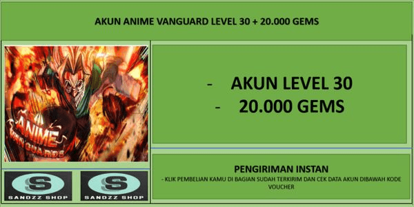 Gambar Product Akun Anime Vanguards Level 30 + 20.000 Gems