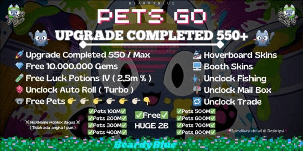 Gambar Product Account Pets Go | Upgrade Completed 550+ | Unlocked Trade & Booth | Pengiriman Instan