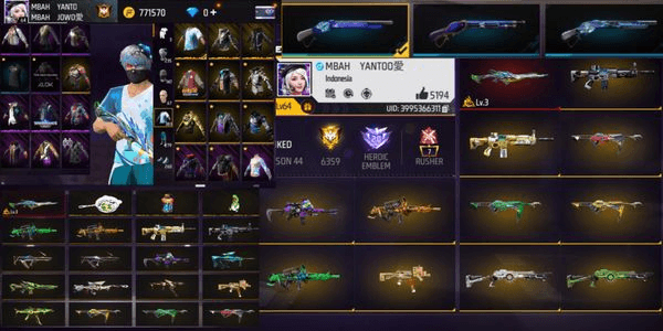 Gambar Product AKUN FREE FIRE VAULT 383 SENJATA 444 GG MURAH OP [233] | FREE FIRE ACCOUNT VAULT 383 WEAPONS 444 GG CHEAP OP [233]