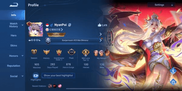 Gambar Product Akun Mid HOK 2 Skin Flawless and Backdrop Frozen