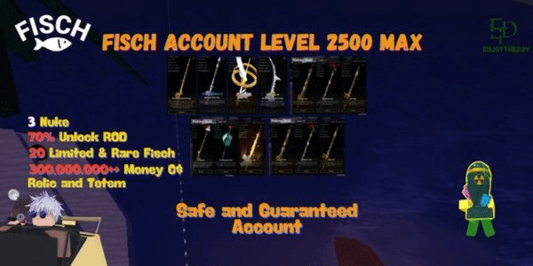 Gambar Product Fisch | Account Level 2500 Max | 25 Nuke + 80% Rod Opened + 650M++ C$ | Limited Account For Collector - Fast Delivery