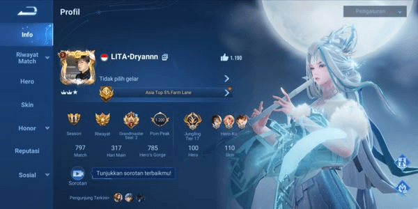 Gambar Product AKUN HOK EX LEGEND HERO 100 SKIN 110 CHEAP