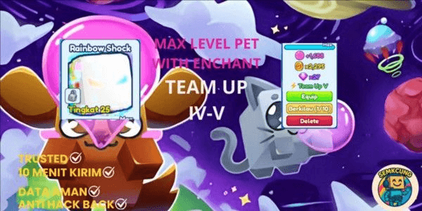 Gambar Product RAINBOW SHOCK MAX LEVEL Team Up IV-V | Bubble Gum Simulator Infinity [BGSI]
