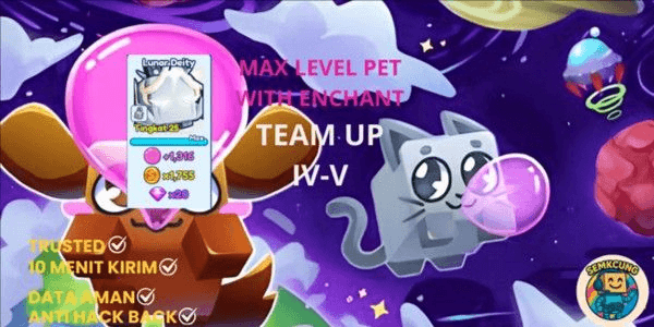 Gambar Product Lunar Deity MAX LEVEL Team Up IV-V| Bubble Gum Simulator Infinity [BGSI]