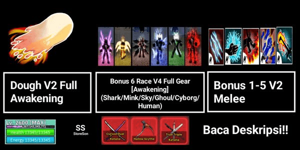 Gambar Product Akun LEVEL MAX 6 RACE V4 FULL GEAR AWAKENING + DOUGH V2 FULL AWAKENING