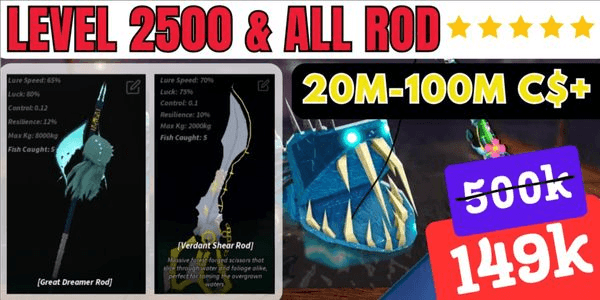 Gambar Product Akun/Account Fisch DEWA level MAX+ ROD OP