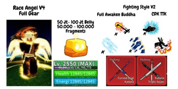 Gambar Product Blox Fruit Race Angel V4 Full Gear T10 (Awakening) Account (MAX Level)