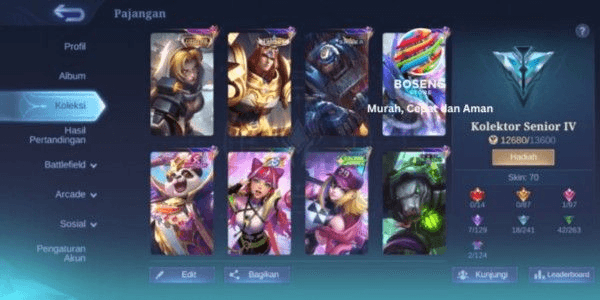 Gambar Product AKUN ML MURAH HARGA TERJANGKAU BANYAK SKIN 70