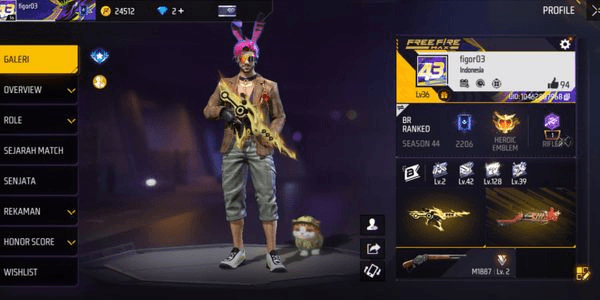 Gambar Product akun free fire selengkapnya di deskripsi