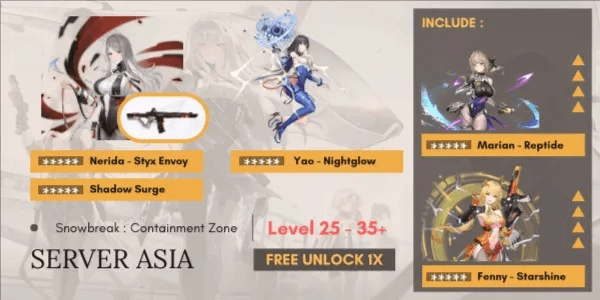 Akun Nerida (Styx Envoy) + Shadow Surge, Yao (Nightglow) [ASIA]