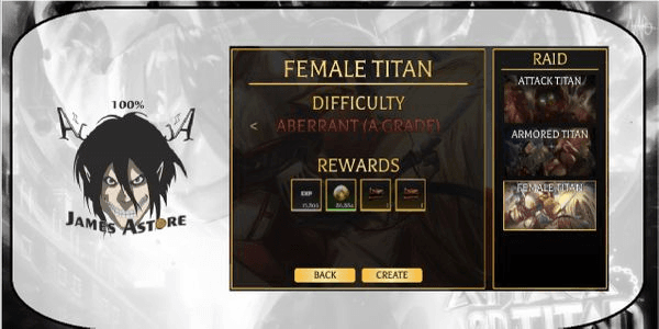 Gambar Product Carry Female Raid Aberrant | Max Build/Free Stun | Attack On Titan Revolution [AOTR]