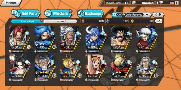 Gambar Product Extreme Character Garp Galaxy Impact LV MAX POWER 10K BOOST 2 + Extreme Shanks Kamusari LV 61 BOOST 1 + 8 Medal B9 + Other OPBR