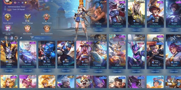 Gambar Product Account Sultan Skin 202 Hero 114 Lightborn Fanny Covenant Benedetta Lesley Epic 16 Luxury All Emblem Max Private Account Anti HB