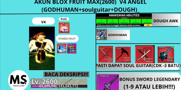Gambar Product AKUN BLOX FRUIT LEVEL 2600 (GODHUMAN+SOULGUITAR)