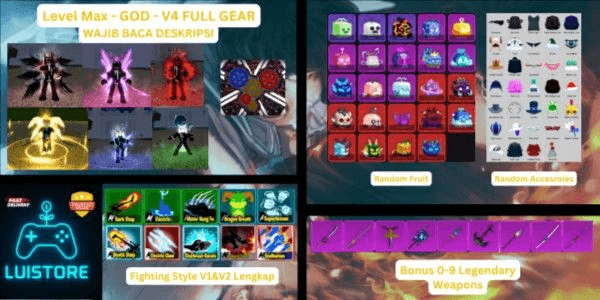 Gambar Product Akun Blox Fruit Level Max - RACE V4 FULL GEAR
