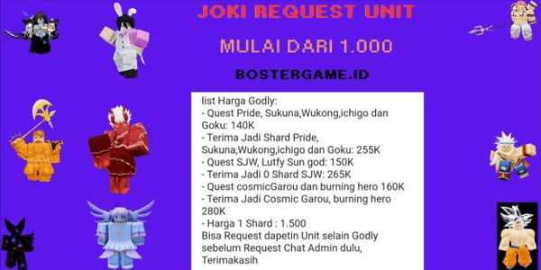 Gambar Product Joki Request Unit l anime last stand
