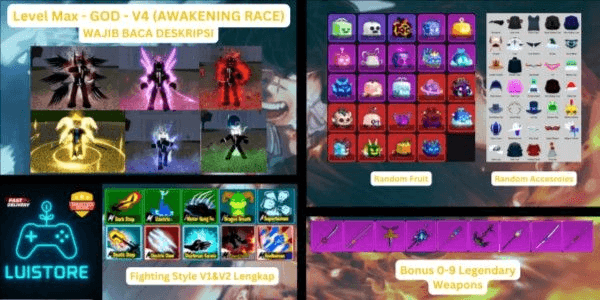 Gambar Product Akun Blox Fruit Level Max - V4 RACE (Awakening)