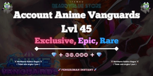 Gambar Product Accounts Anime Vanguards Lvl 45 | Instant Delivery