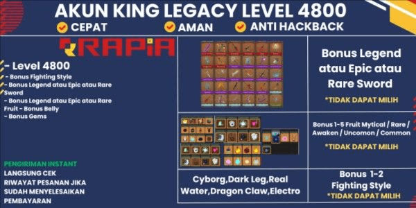 Gambar Product Akun King Legacy Level Max