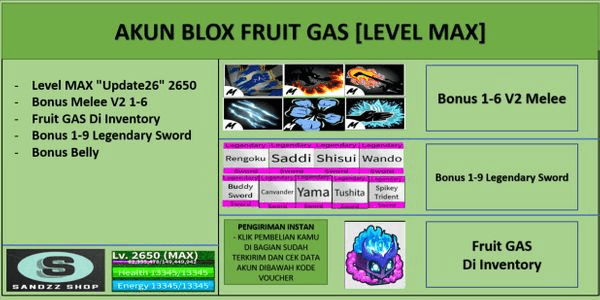 Gambar Product Akun Blox Fruit Gas [Level MAX]