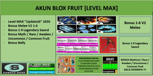 Gambar Product Blox Fruit Account [MAX Level][DATPOL]