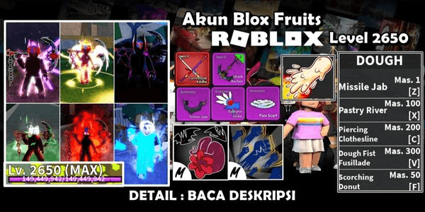Gambar Product Blox Fruit Account Sanguine Art 6 Race V4 Full Gear T10 Shark Anchor CDK Full Awaken Dough Fruits