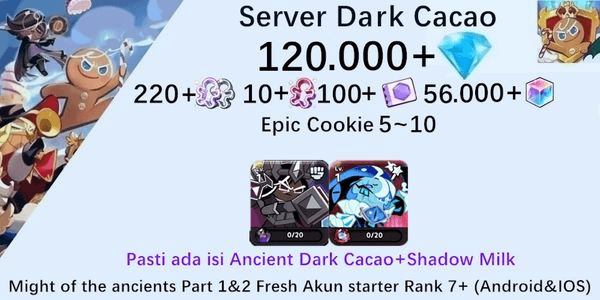 Gambar Product Cookie Run Kingdom(Dack Cacao Server)DC3 starter account