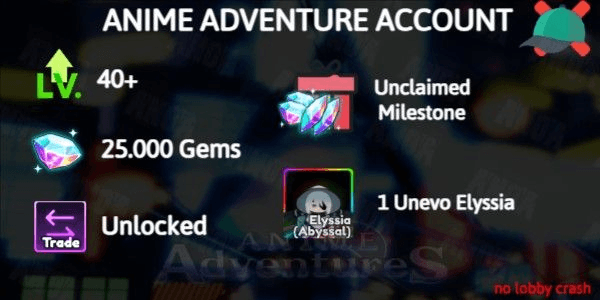 Gambar Product Anime Adventures Starter Account | Level 40+ | 25K Gems | 1 Mythic | Trading Unlocked