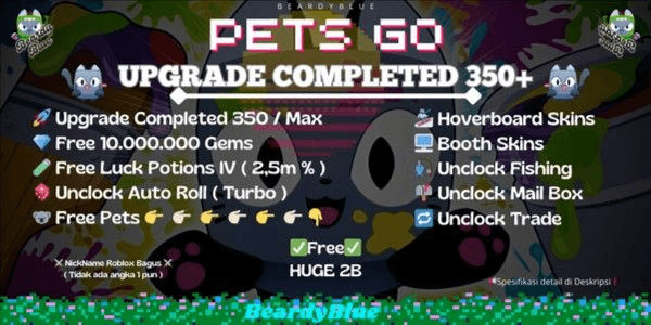 Gambar Product Pets Go Account | Upgrade Completed 350+ | Unlocked Trade & Booth | Instant Delivery
