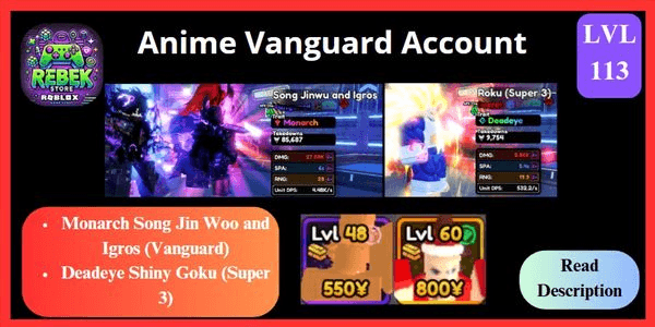 Gambar Product Account Monarch Song Jin Woo and Igros (Vanguard), Deadeye Shiny Roku (Super 3), VIP, ETC | Anime Vanguard