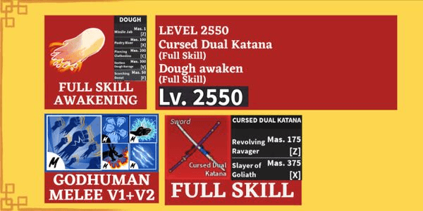 Gambar Product Akun Blox Fruit Godhuman CDK(Full Skill) Dough Awaken(Full Skill)
