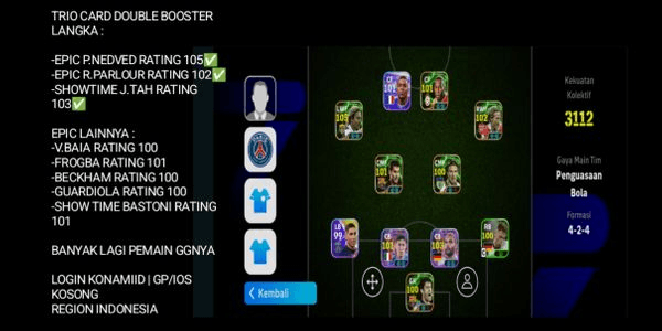 Gambar Product AKUN EFOOTBALL GG CHEAP TRIO CARD DOUBLE BOOSTER RARE : P.NEDVED, R.PARLOUR, J.TAH ft OTHER GG CARDS MANY