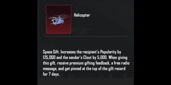 Gambar Product Popularity PUBGM Helicopter (+125,000)