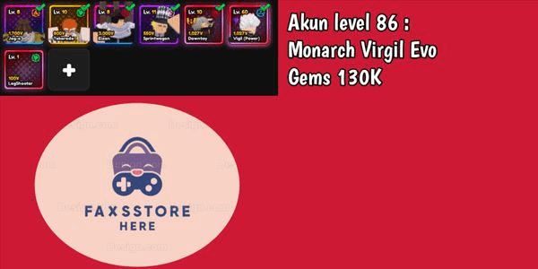 Gambar Product Akun Level 86 Monarch Virgil Evo | Gems 130K, Unverified - Anime Vanguards