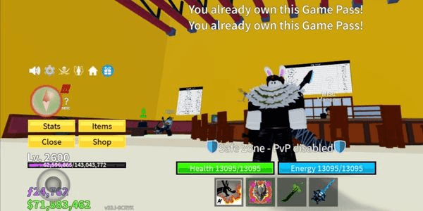 Gambar Product Akun Blox Fruit Gamepass 2X Mastery, DB. Perm Buddha, Dragon
