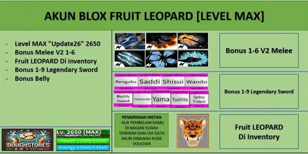 Gambar Product Akun Blox Fruit LEOPARD [Level MAX]