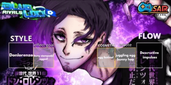 Gambar Product Akun Donlorenzo(style) + descructive impulses(flow) + edisi paskah -bluelock rivals