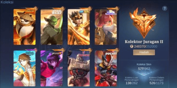 Gambar Product Kolektor Juragan II - Total Skin 578 lebih + Bonus Menarik Lainnya.