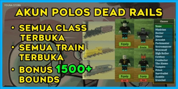 Gambar Product Akun Dead Rails | UNLOCK ALL CLASSES + BONUS BOUND