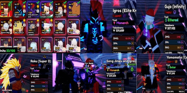 Gambar Product Akun Unit SJW  
Igros Vanguard Monarch  
Igros Evo Monarch  
Gojo Evo Eternal  
Yamamoto Evo Solar  
Roku Evo Solar  
Dawntay Evo Solar  
Ragna Evo Blitz