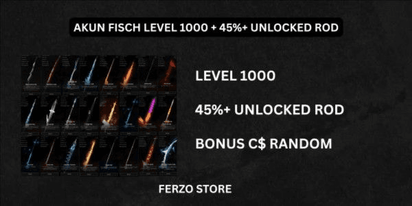 Gambar Product Akun Fisch Level 1000 + 45% + Unlocked Rod + Random C$