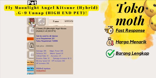 Gambar Product Fly Moonlight Angel Kitsune (Hybrid) .G+9 Unnap (HIGH END PET)!