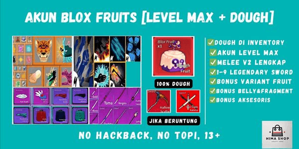 Gambar Product MAX LEVEL ACCOUNT + DOUGH FRUIT IN INVENTORY | BLOX FRUIT