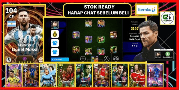 Gambar Product DUO GOAT ACCOUNT MESSI ARGENxC.RONALDO, D.FORLAN, L.MARTINEZ, MANAGER XABI, GG SQUAD