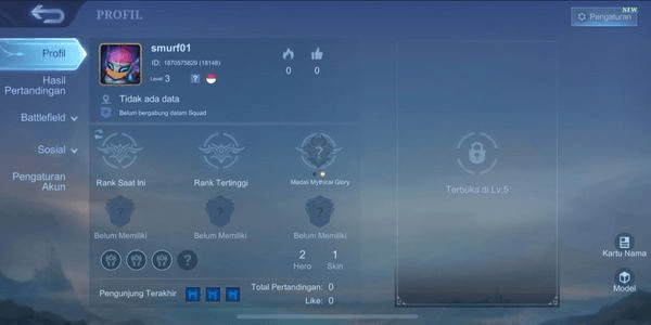 Gambar Product akun baru/smurf dapet 440 diamond/2 WDP gratis