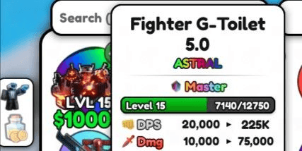 Gambar Product Fighter G-toilet Astral - Trait Master - Skibidi Tower Defense